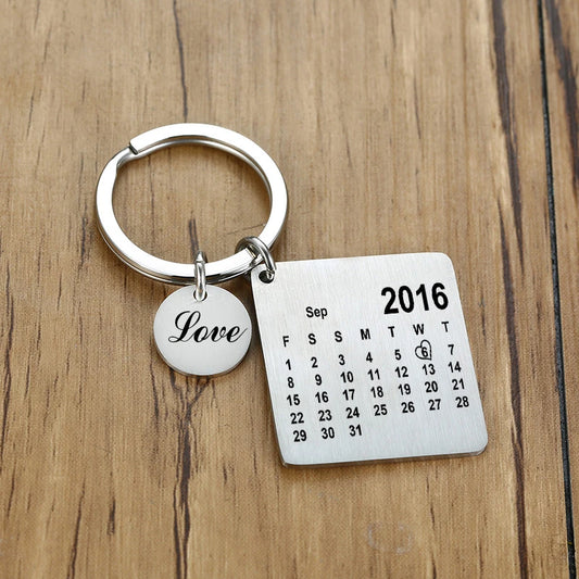 Personalized Calendar Keychain - Engrave Your Special Date
