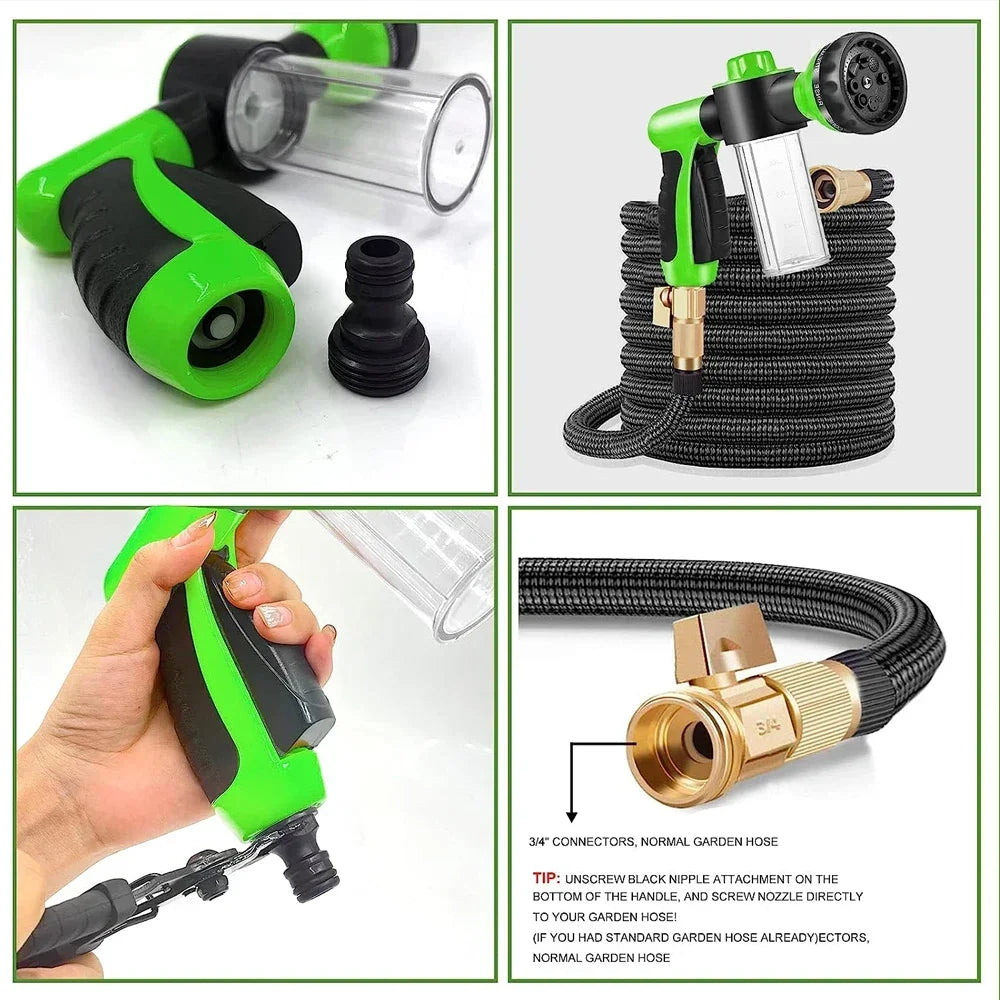 8-in-1 Dog Shower Sprayer with Soap Dispenser - Pet Bath & Garden Hose Nozzle