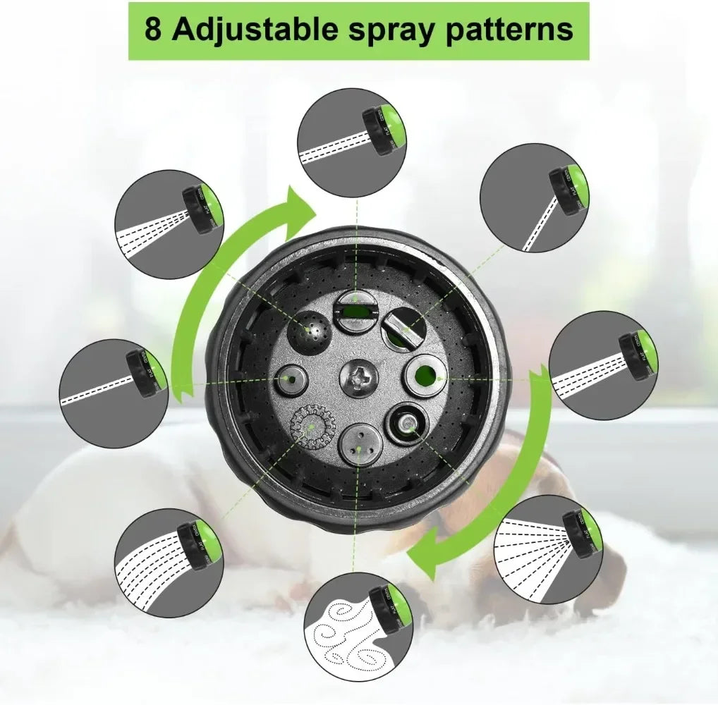 8-in-1 Dog Shower Sprayer with Soap Dispenser - Pet Bath & Garden Hose Nozzle